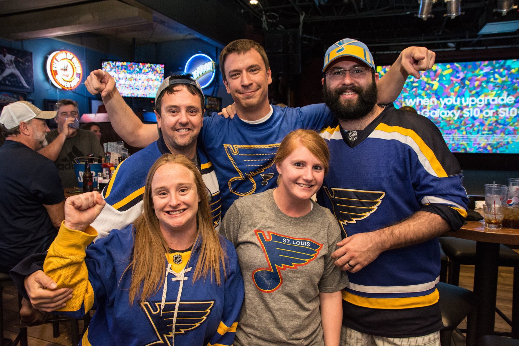 Blues Fans at Syberg's on Dorsett during Stanley Cup Final Game